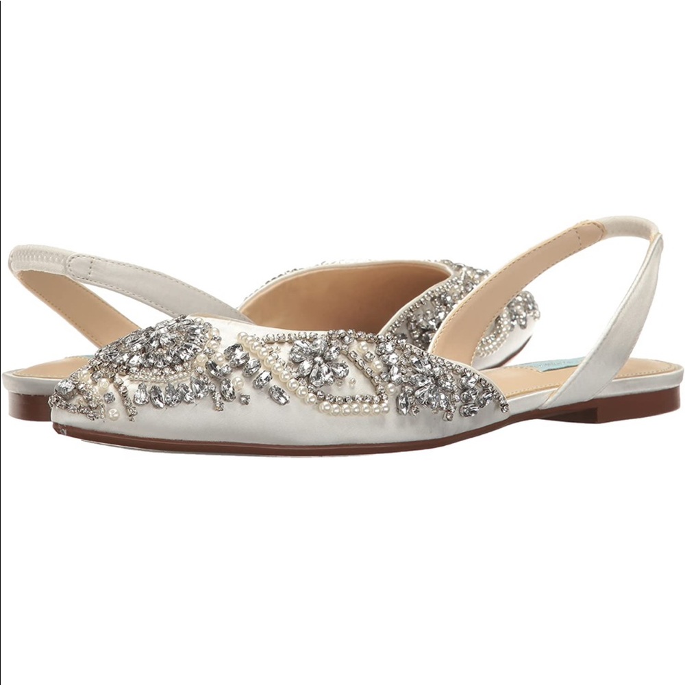 COPY - Betsey Johnson Rhinestone ivory flats